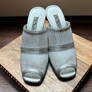 Nina Silver studded mules with satin stripes